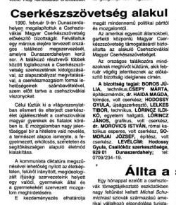 1990. február 15. - Az Új Szó a Csehszlovákiai Magyar Cserkészszövetség előkészítéséről ír