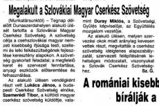 1990.03.12 Új SZó - Megalakult a Szlovákiai Magyar Cserkész Szövetség